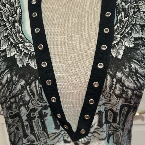 Affliction Black and White Winged Tank Top. NWT - Picture 4 of 5